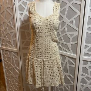 Vince Cream Crochet Mini Dress